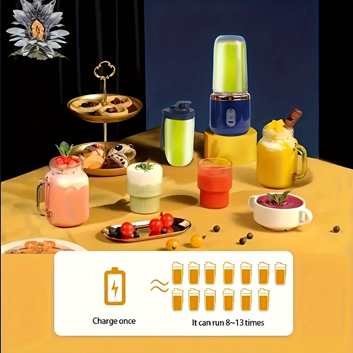 USB juicer with 2 cups, blender for fresh juice with sports lid, cordless multifunctional portable juicer, six-blade fast juicing, smooth fruit and beverage maker, perfect gift for Valentine's Day, Thanksgiving, Christmas, Mother's Day - Image 10