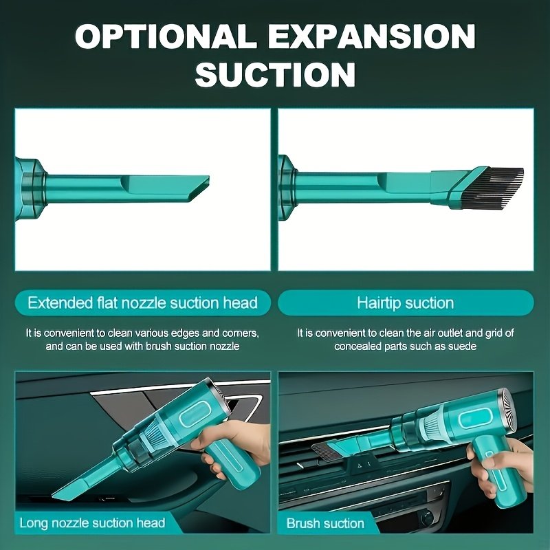 Upgraded Portable Cordless Handheld Vacuum Cleaner, Cyclone Suction Wireless Vacuum for Car/Office/Home Rechargeable Powerful Vacuum with Extended Brush Head Convenient for Cleaning Computer Keyboard Grooves - Image 11
