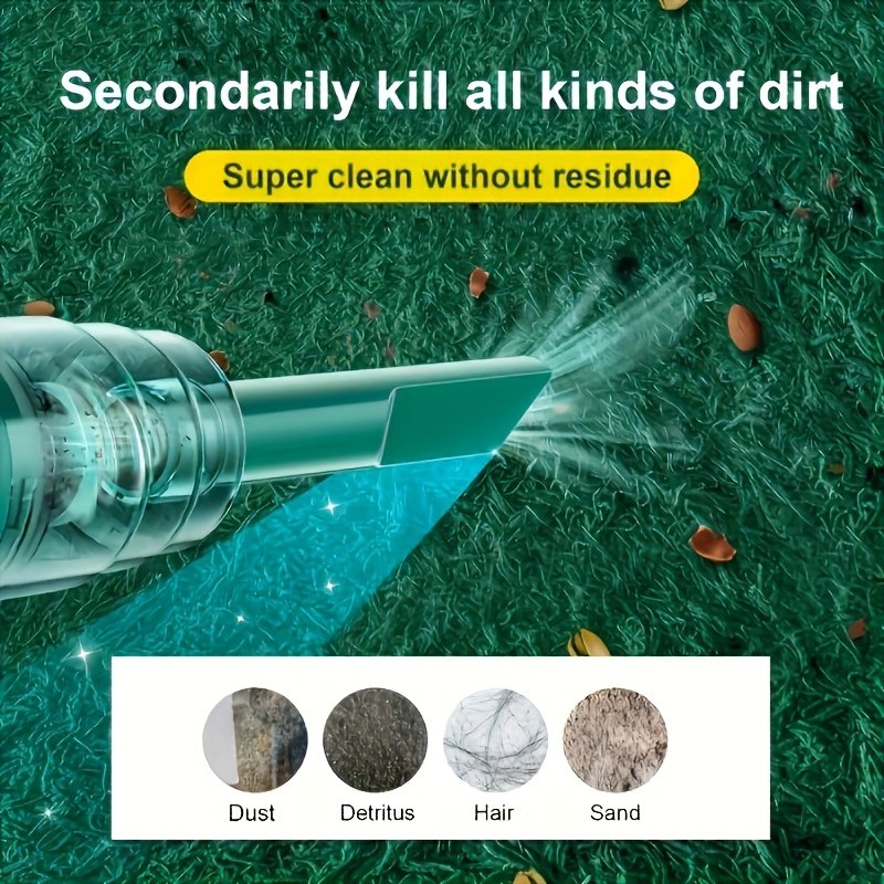 Upgraded Portable Cordless Handheld Vacuum Cleaner, Cyclone Suction Wireless Vacuum for Car/Office/Home Rechargeable Powerful Vacuum with Extended Brush Head Convenient for Cleaning Computer Keyboard Grooves - Image 6
