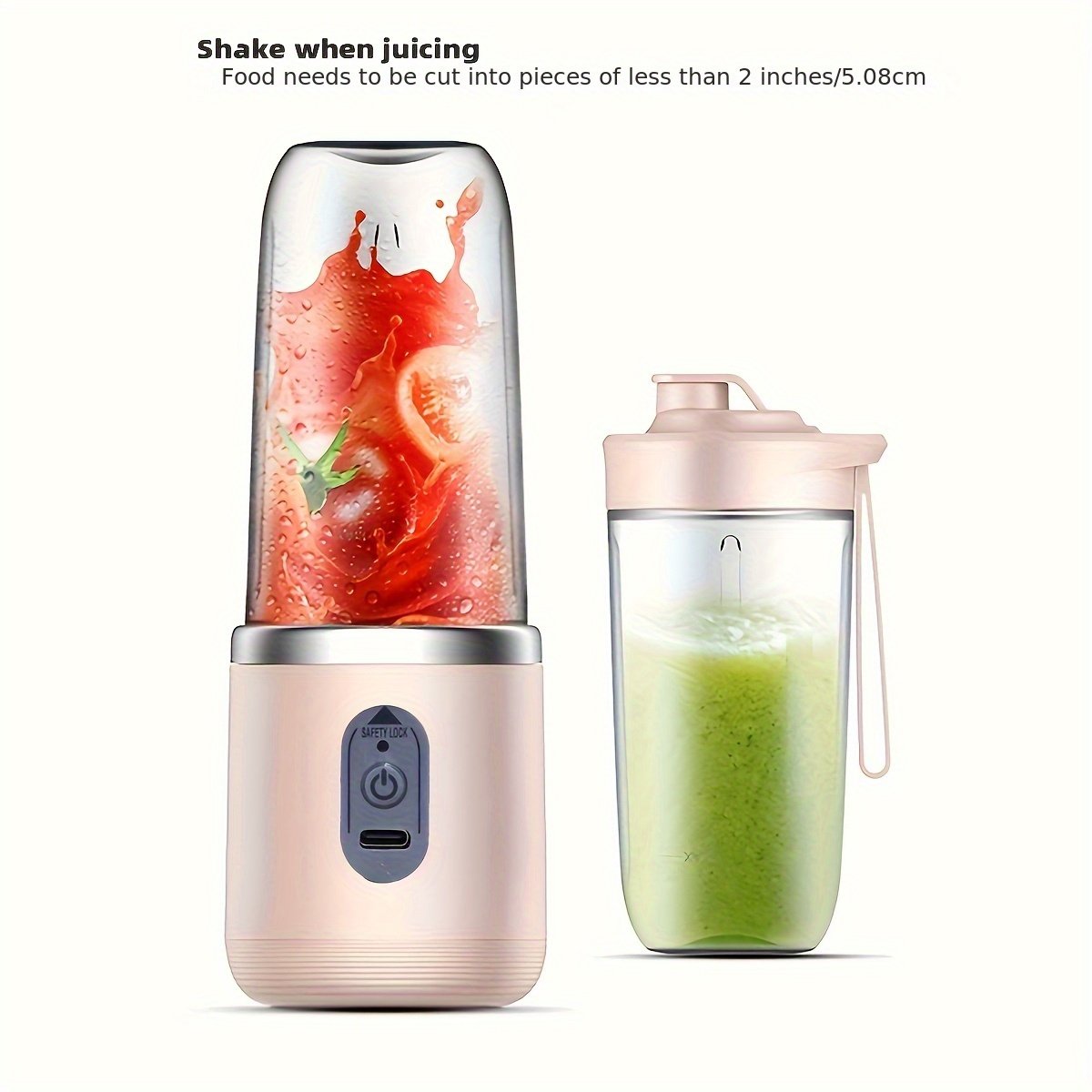 USB juicer with 2 cups, blender for fresh juice with sports lid, cordless multifunctional portable juicer, six-blade fast juicing, smooth fruit and beverage maker, perfect gift for Valentine's Day, Thanksgiving, Christmas, Mother's Day - Image 7